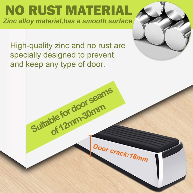 CDBOVID Metal Door Stop, Premium Rubber Heavy Door Stopper, Wedge Stopper, 2Pack, Suitable for Door Clearance of 0.4IN-1.18IN (11mm-30mm) - Image 3